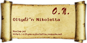Oltyán Nikoletta névjegykártya